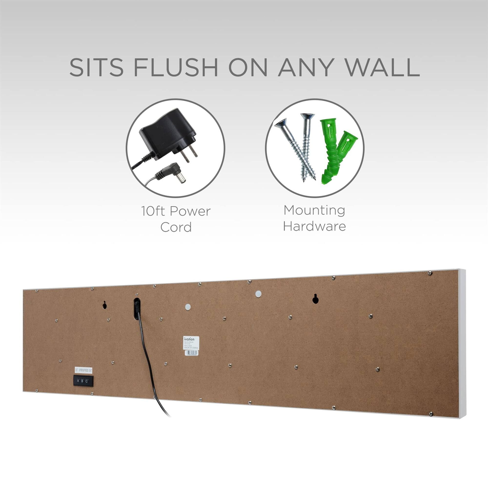 SITS FLUSH ON ANY WALL 10ft Power Cord Mounting Hardware UL - ABC
