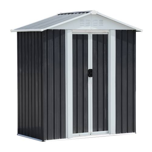 Alt View 1. Loheer - Loheer 5x3 Outdoor Storage Shed Aluminum Frame Dark Grey Metal Garden Shed With Base.