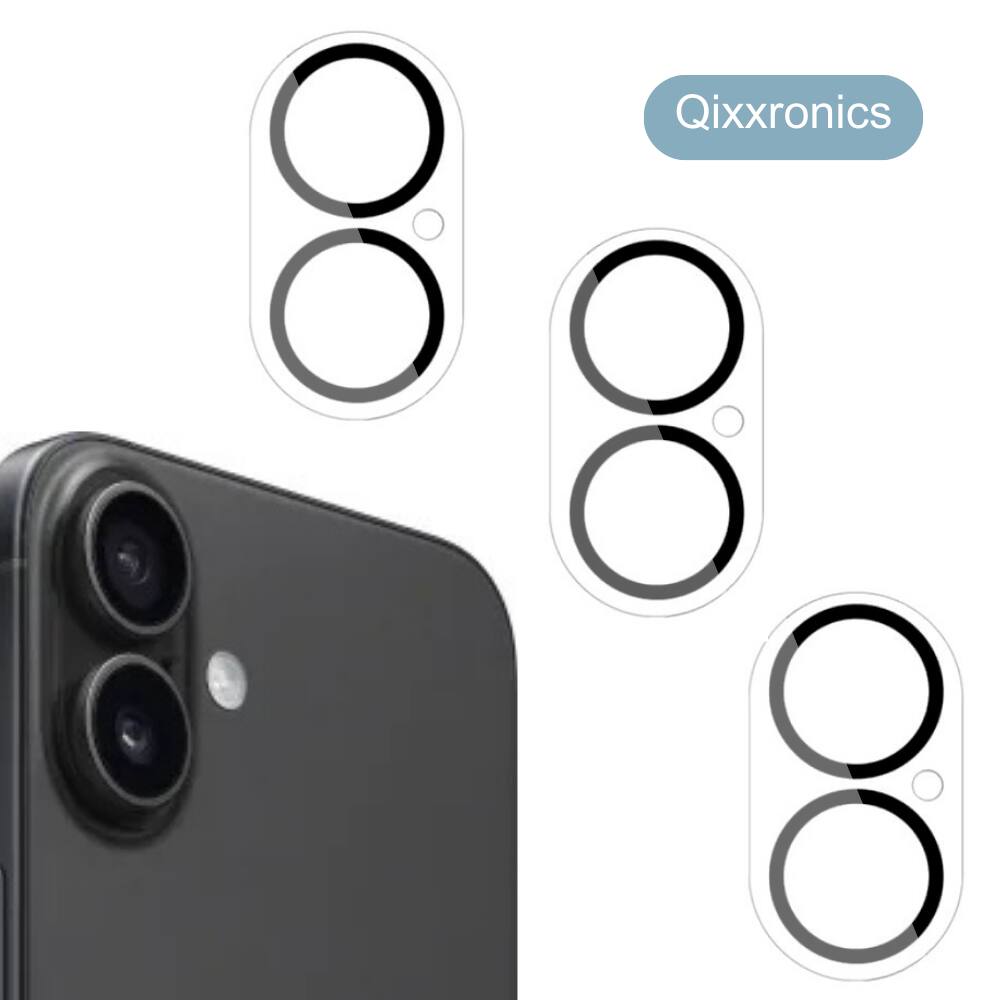 Front. Qixxronics - 3-PACK Camera Lens Protector Compatible with iPhone 16 Camera Lens Tempered Glass Protector [Night Circle] - Clear.