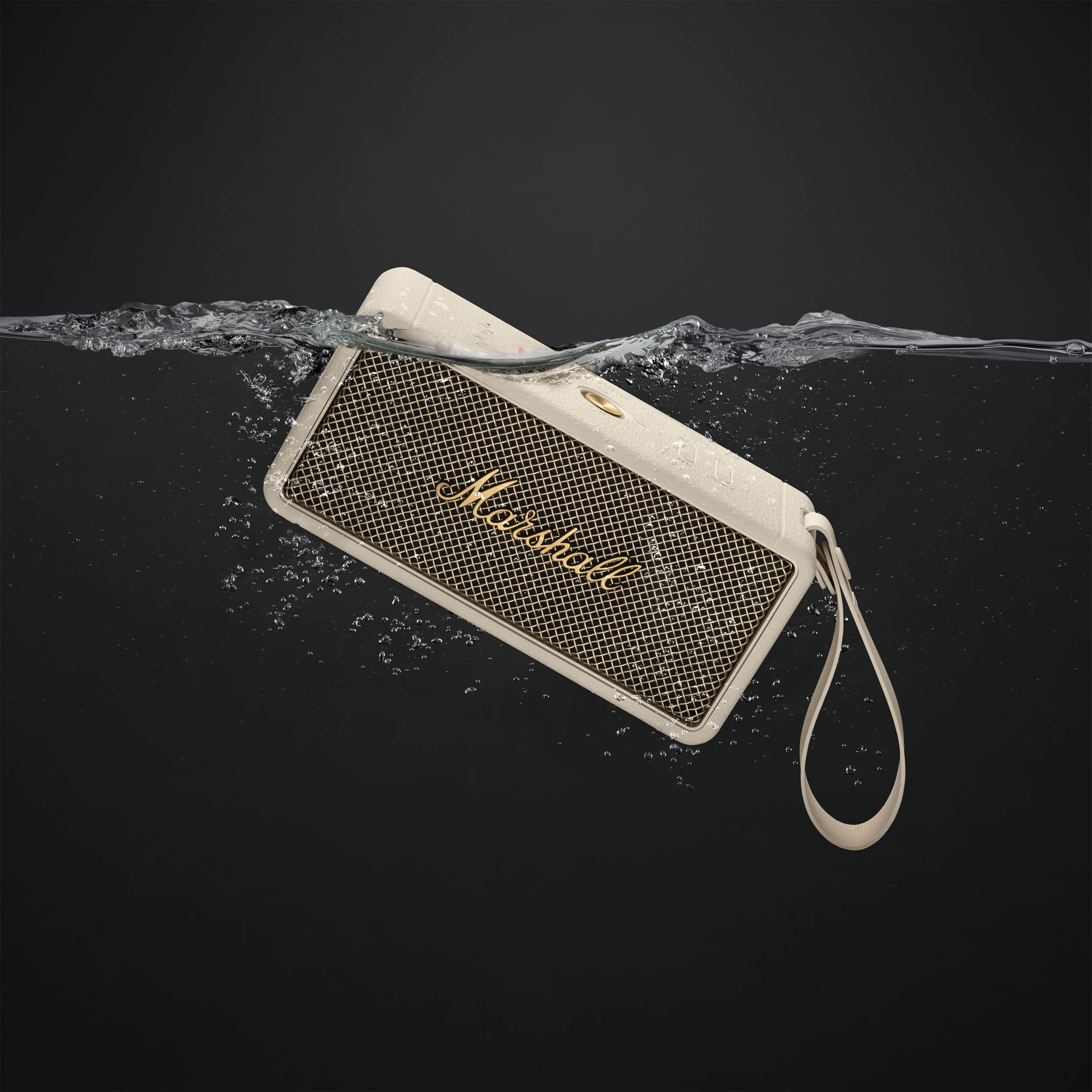 Alt View 18. Marshall - Middleton Portable Bluetooth Speaker with Rugged Waterproof / Dust-proof Wireless Design - Cream.