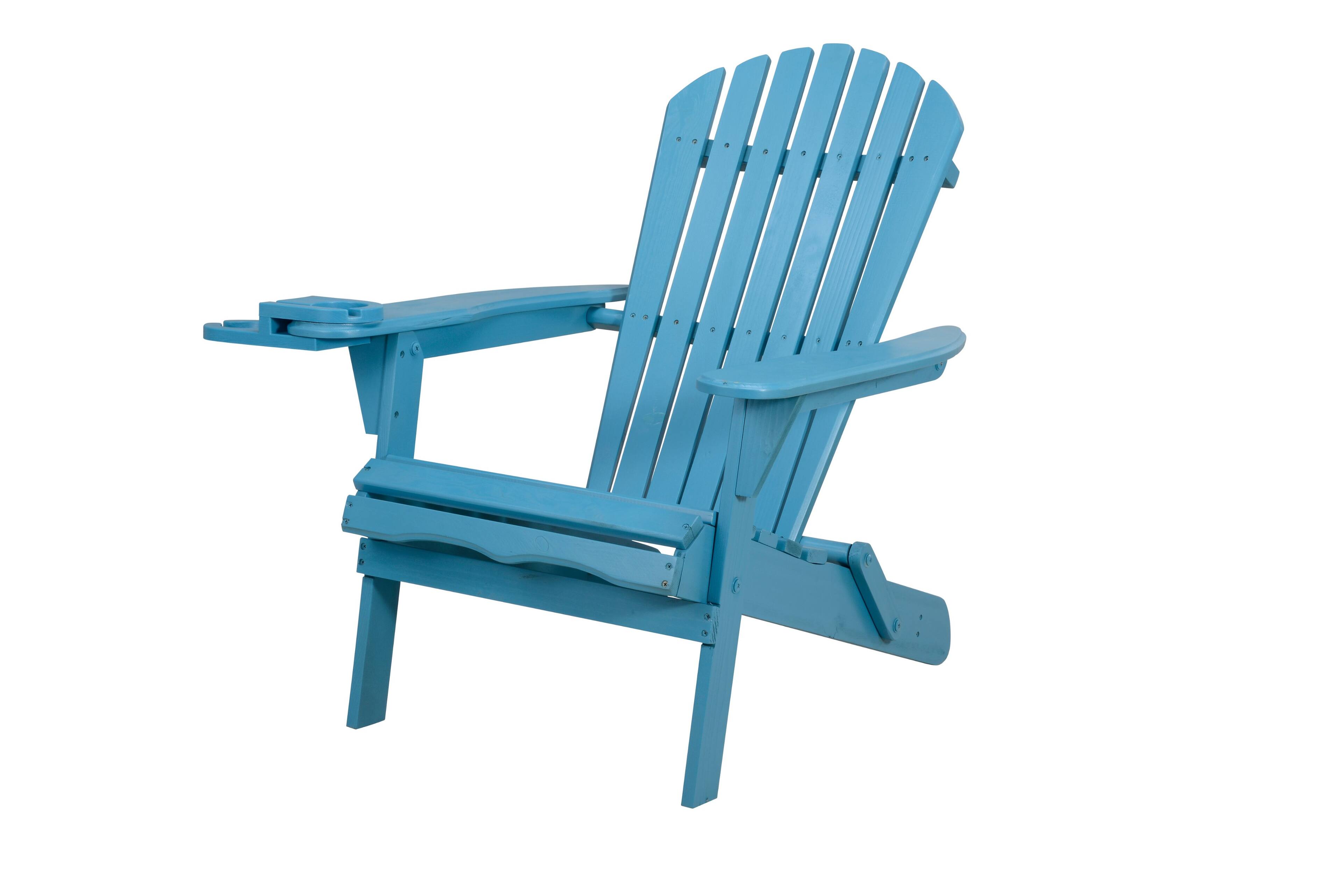 Angle. Jiallo - Foldable Adirondack Chair with cup holder Bristro Set, 2 Chairs with cup holders and 1 End Table - SKY BLUE.