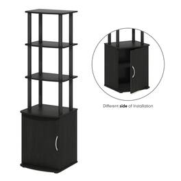 Furinno - Turn-N-Tube 3-Tier Tall TV Entertainment Side Table Display Rack with Storage Cabinet, Blackwood/Black - Blackwood/Black
