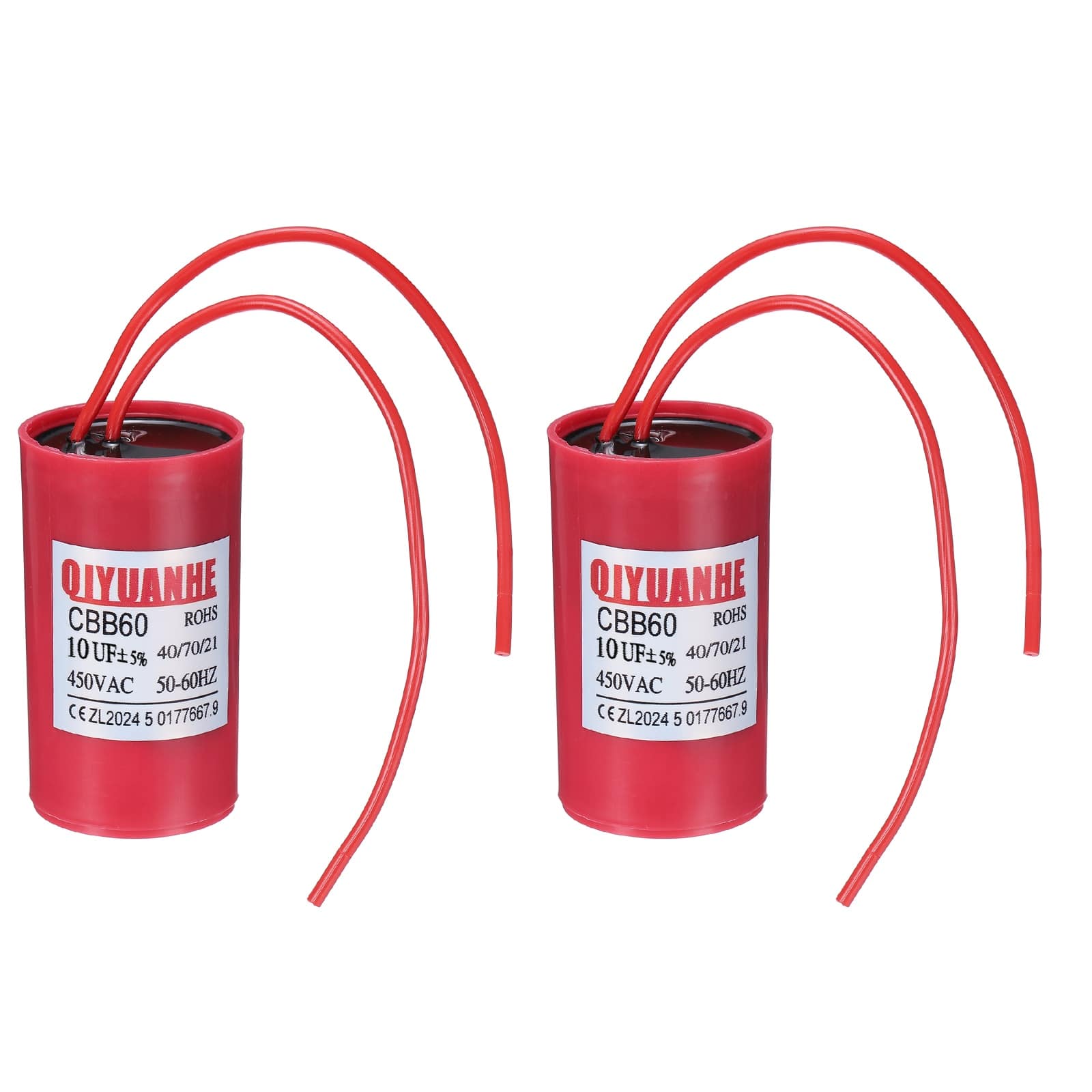 Unique Bargains - 2pcs 10uF CBB60 Run Capacitor, 450VAC Start/Run 50-60Hz for Refrigerator Motor Air Compressor - Red price history on PriceWatchPro