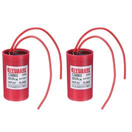 Unique Bargains - 2pcs 10uF CBB60 Run Capacitor, 450VAC Start/Run 50-60Hz for Refrigerator Motor Air Compressor - Red
