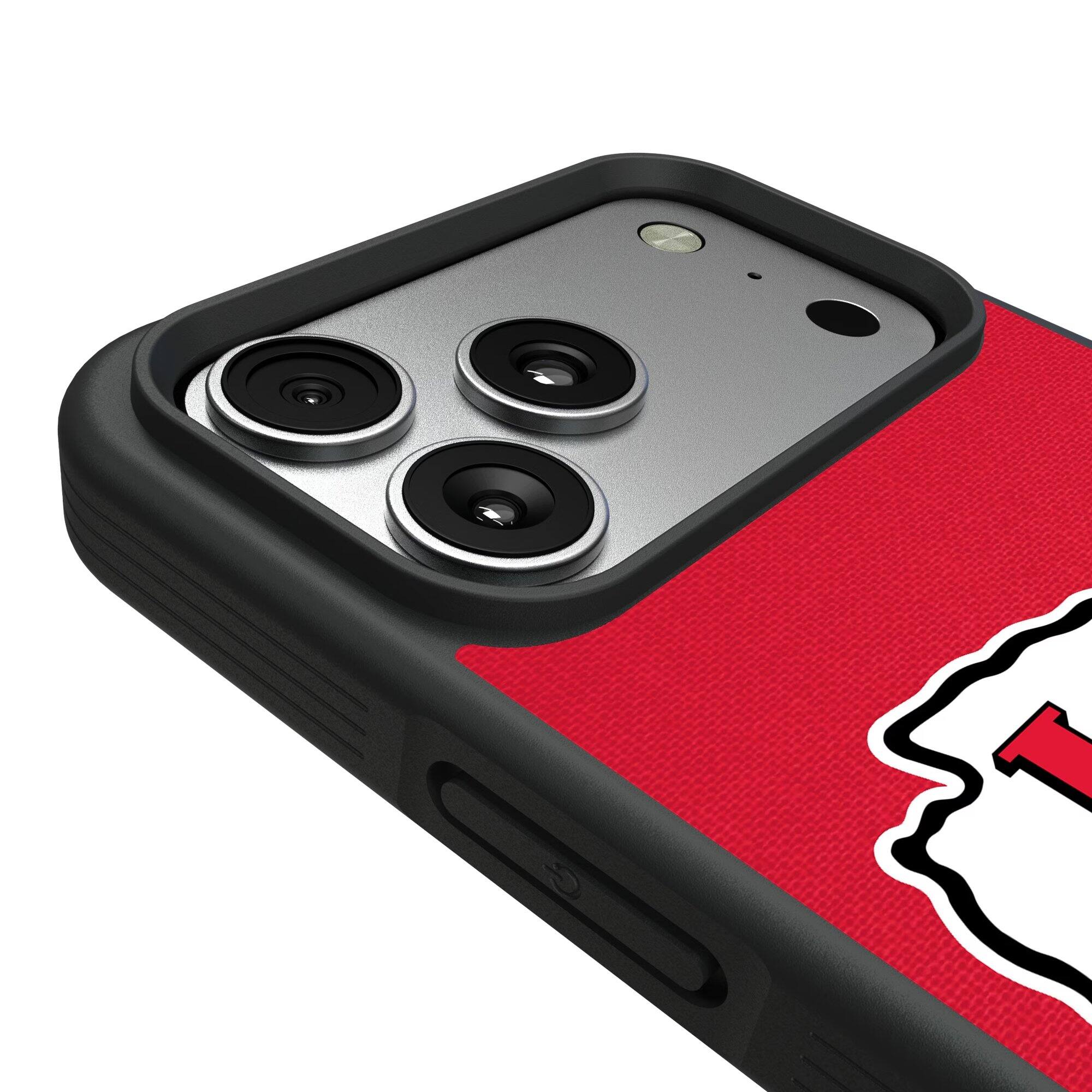 Alt View 2. Keyscaper - Kansas City Chiefs iPhone Stripe Design Bump Case - 14 Pro - Multicolor.