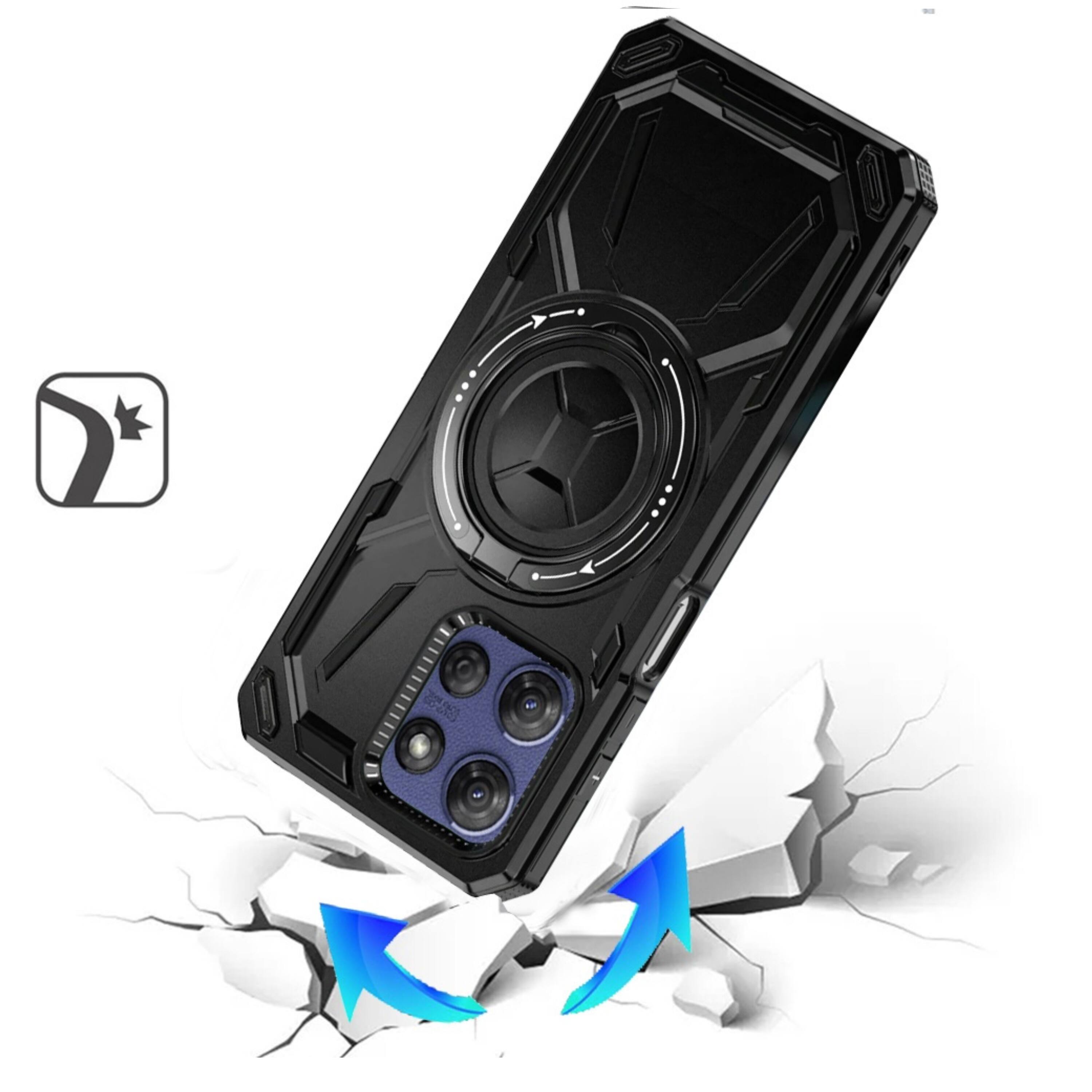 Angle. Kitcheniva - Magnetic Circle Stand Shockproof Case With Tempered Glass For Moto G Stylus 2026 2025 Light Blue - Blue.