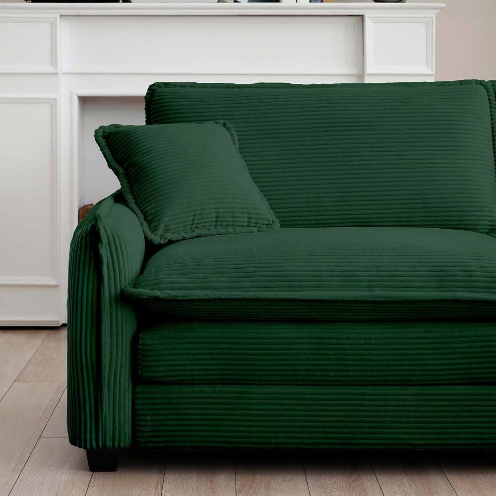 Alt View 1. JUJABU - Green Corduroy Fabric 46" Single Lounge Accent Chair with 1 Ottoman, Foam Cushions, Removable Armrest - Green.