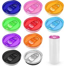 PARKER SLATER - 10-pack 20oz skinny tumbler replacement lids, splash-resistant, straw-friendly acrylic sliding covers in multi-color - Multicolor