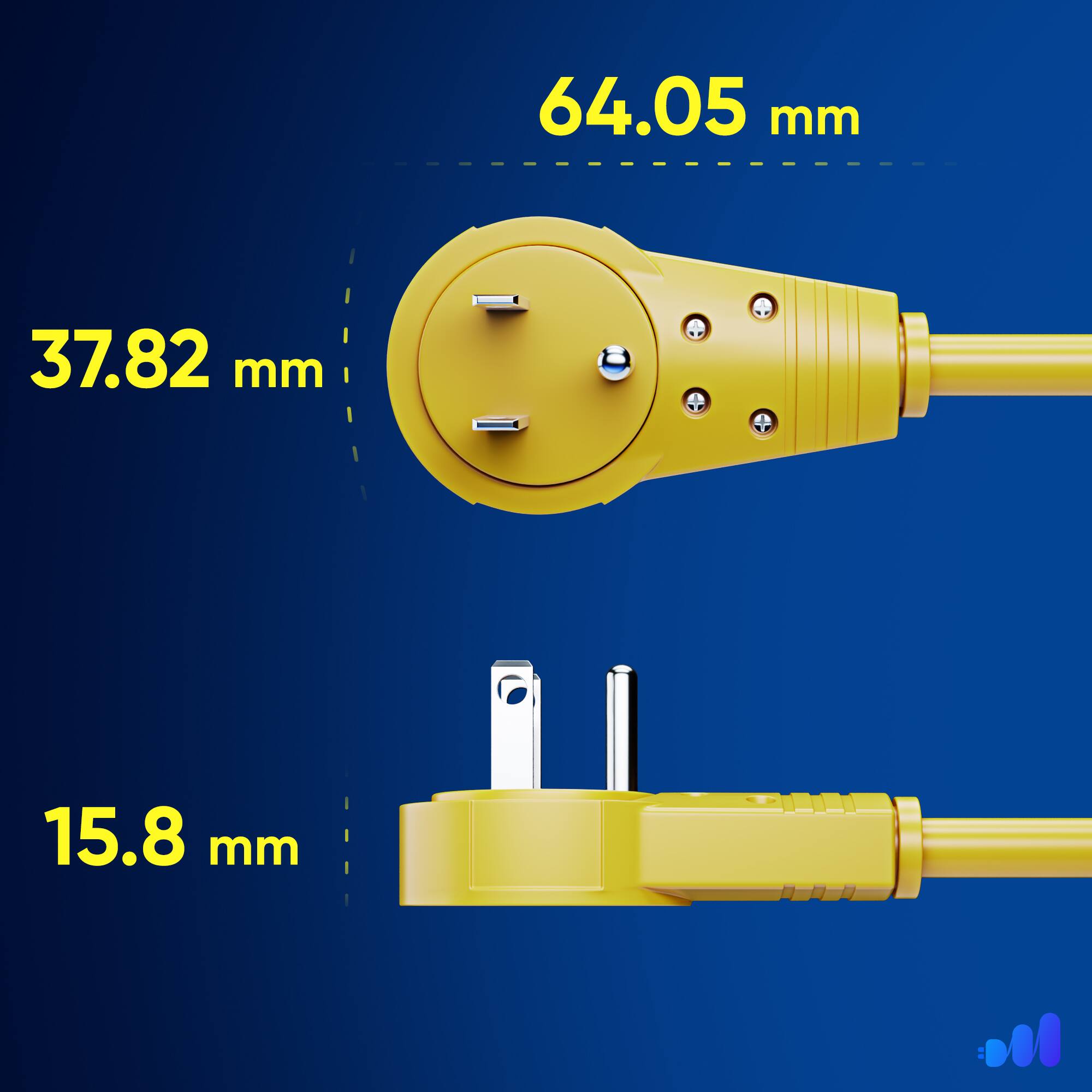 64.05 mm, 37.82 mm, 15.8 mm