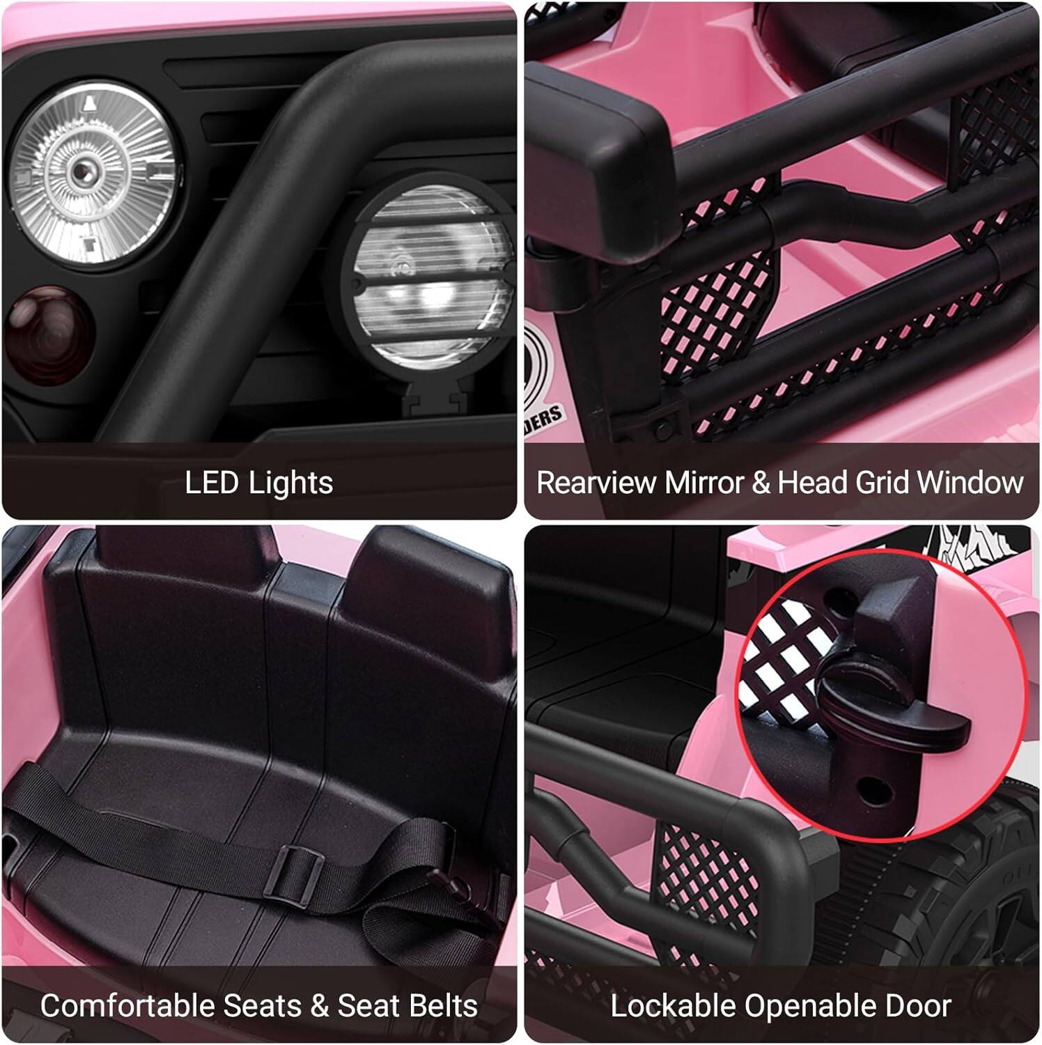 - LED Lights
- Rearview Mirror & Head Grid Window
- Comfortable Seats & Seat Belts
- Lockable Openable Door