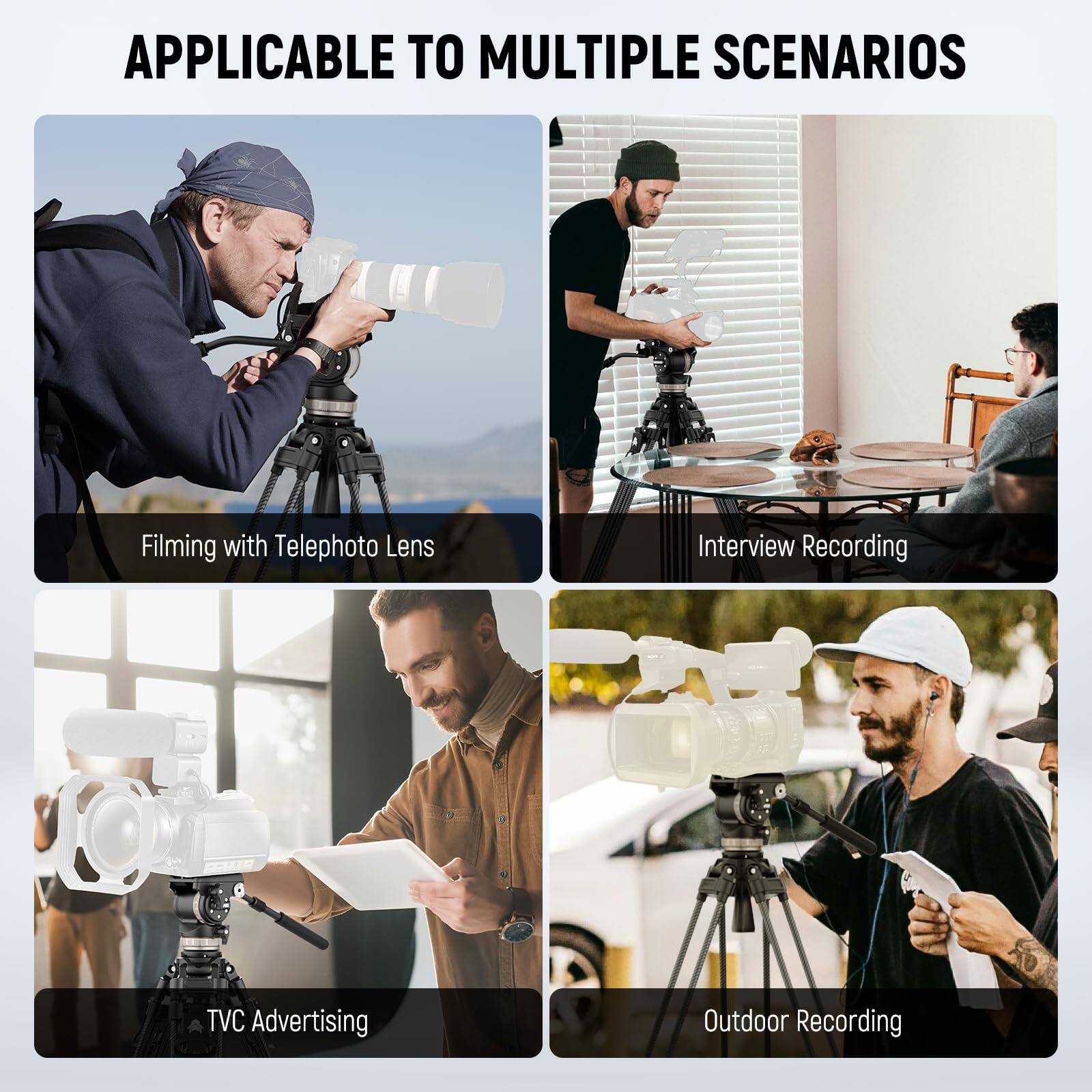 APPLICABLE TO MULTIPLE SCENARIOS

- Filming with Telephoto Lens
- Interview Recording
- TVC Advertising
- Outdoor Recording