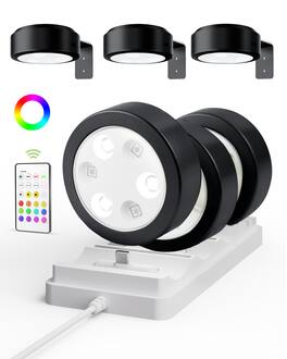 EZVALO - LED Picture Light Wireless with Remote-RGB-6 Pack--Charging Base - Black