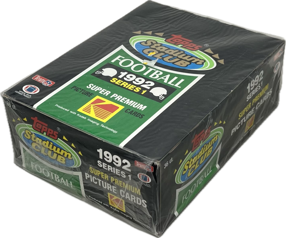 Topps Stadium Club  
Football  
1992 Series 1  
Super Premium Picture Cards  
Produced with Kodak Imaging Technology  
36 ct.