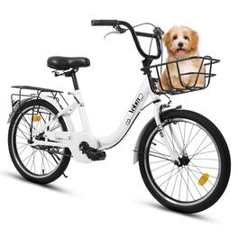 Anysun - 20 Inch Kids Bike for Boys & Girls - Coaster & V-Brake, 1-Speed, Steel Frame, Chain Guard, Rear Rack - White