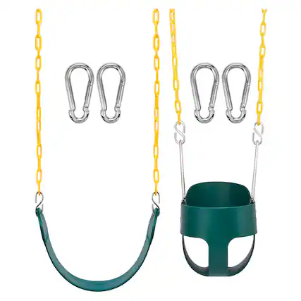 Front. Sorbus - Sorbus High Back Full Bucket Seat with Heavy Duty Seat Combo Pack – Toddler and Kids Seat for Swing Sets - Green.