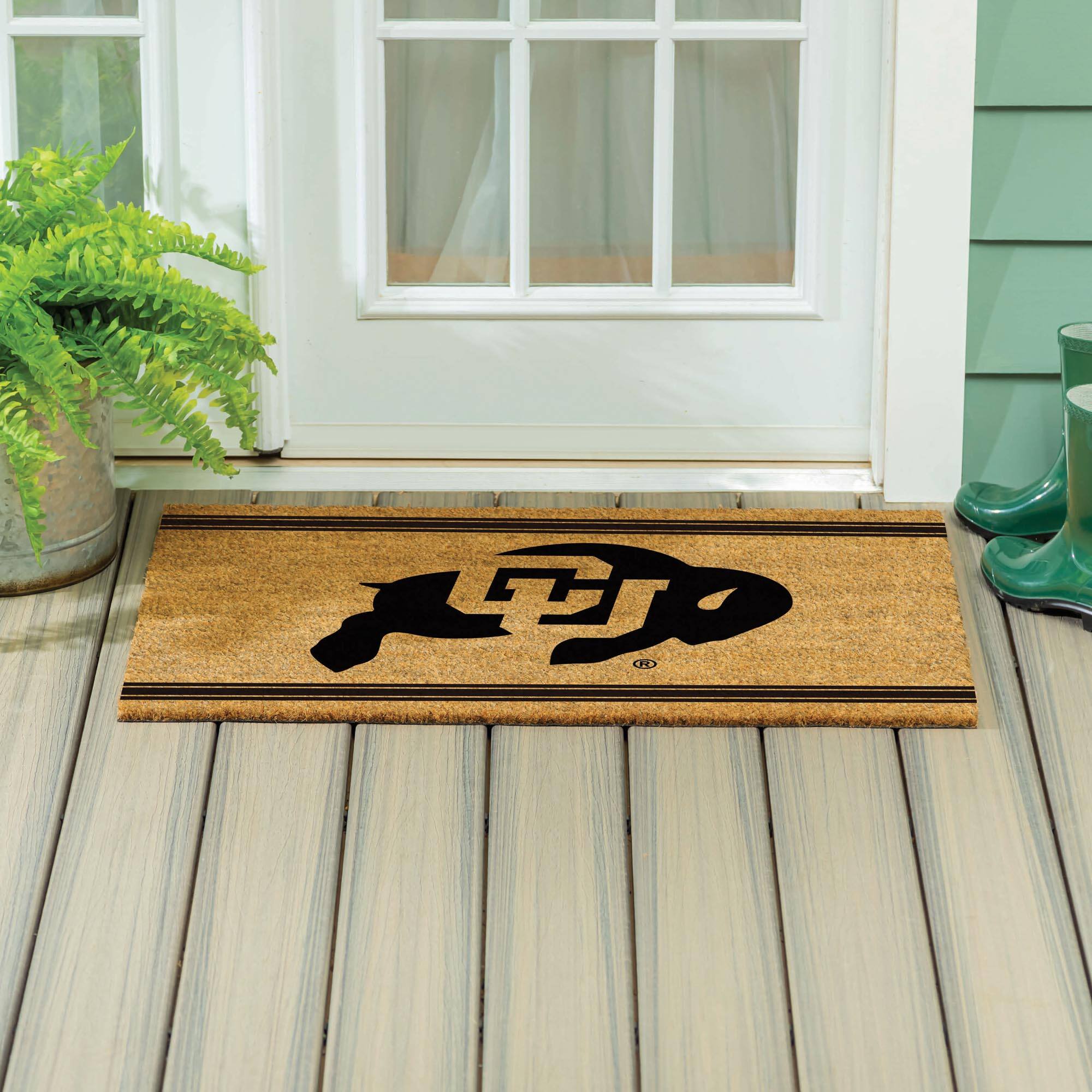 Alt View 3. Evergreen Enterprises - Colorado Buffaloes 24" x 36" Outdoor Monochrome Team Logo Coir Mat - Brown.