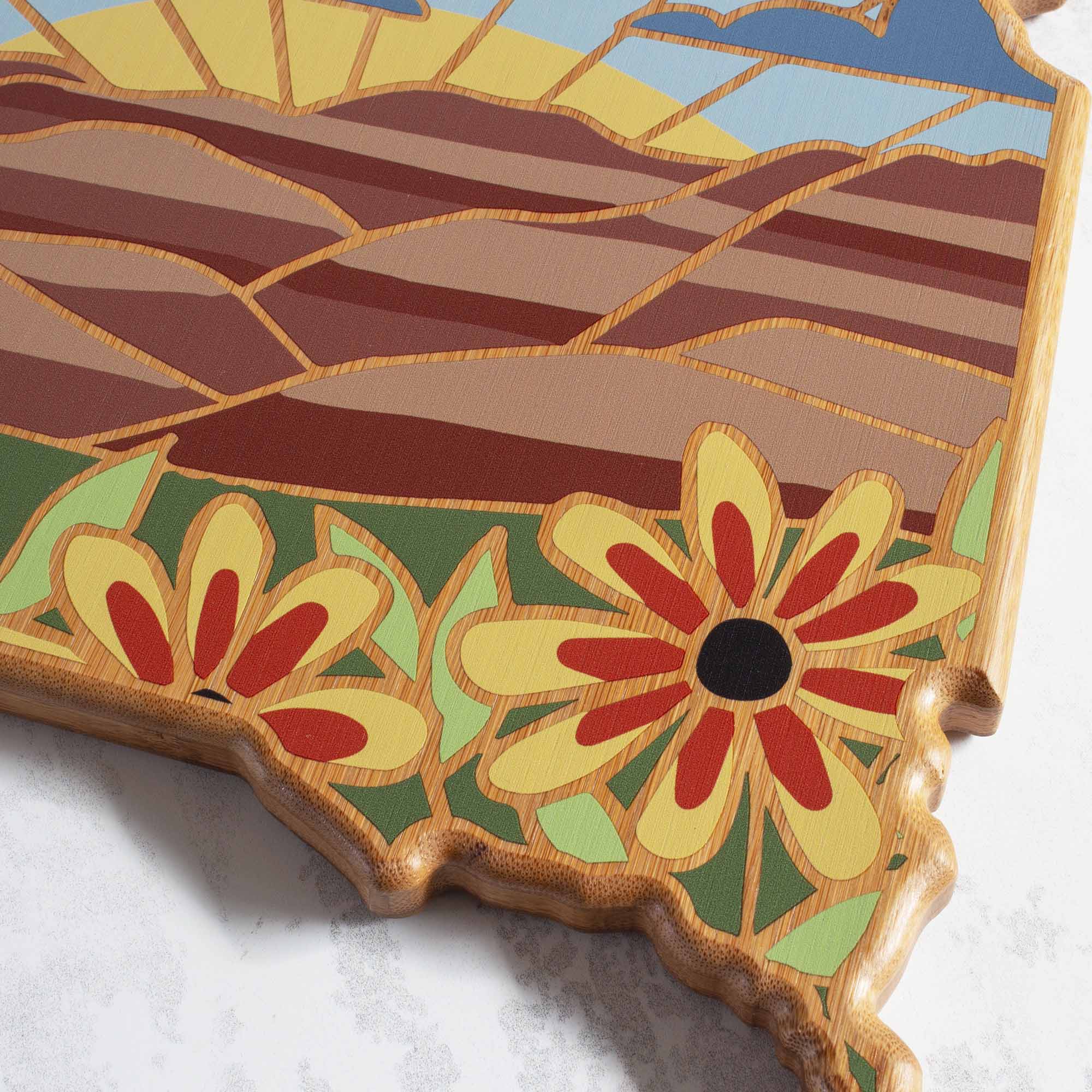 Alt View 2. Totally Bamboo - South Dakota Cutting Board with Artwork by Summer Stokes.