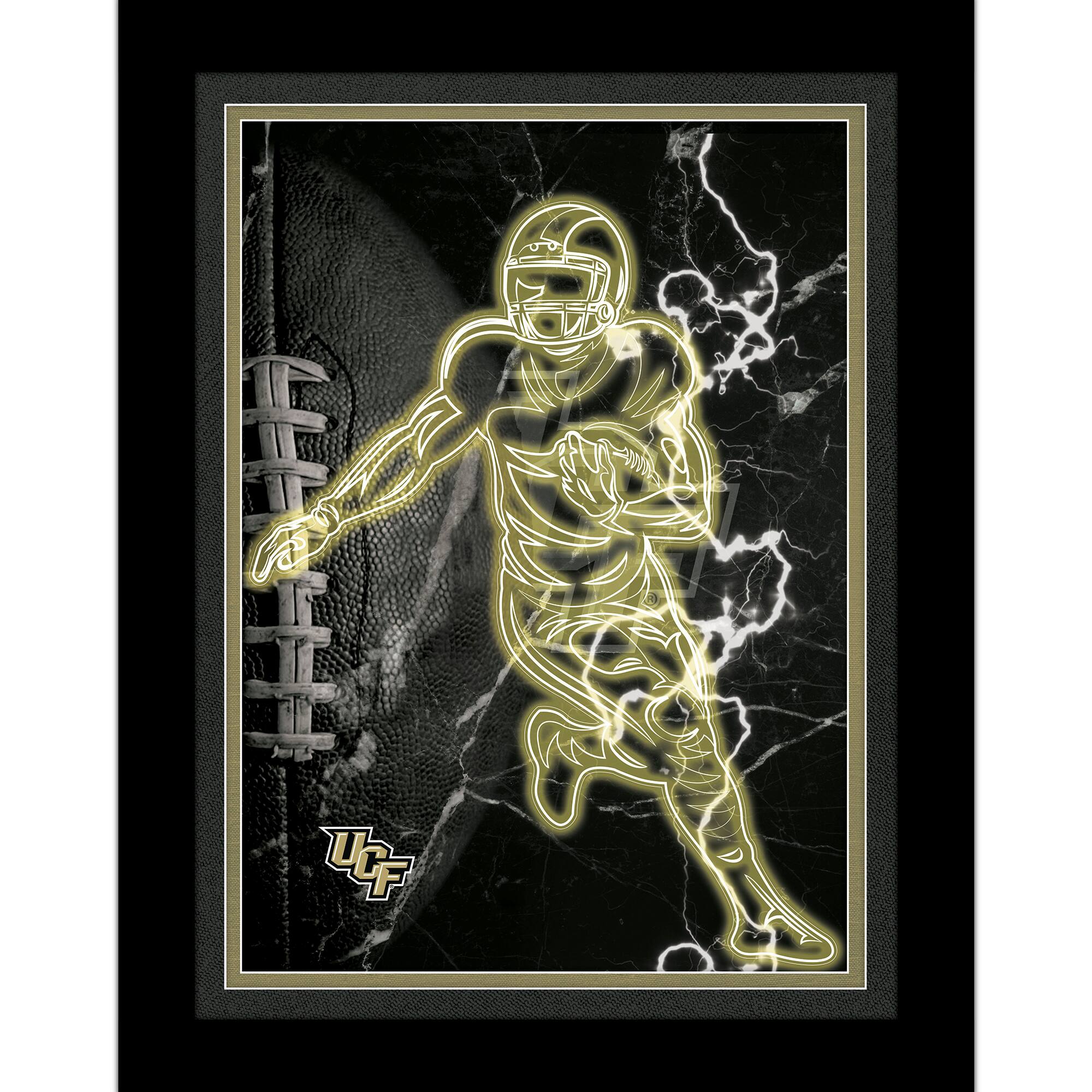 Black UCF Knights 12'' x 16'' Framed Neon Player Print