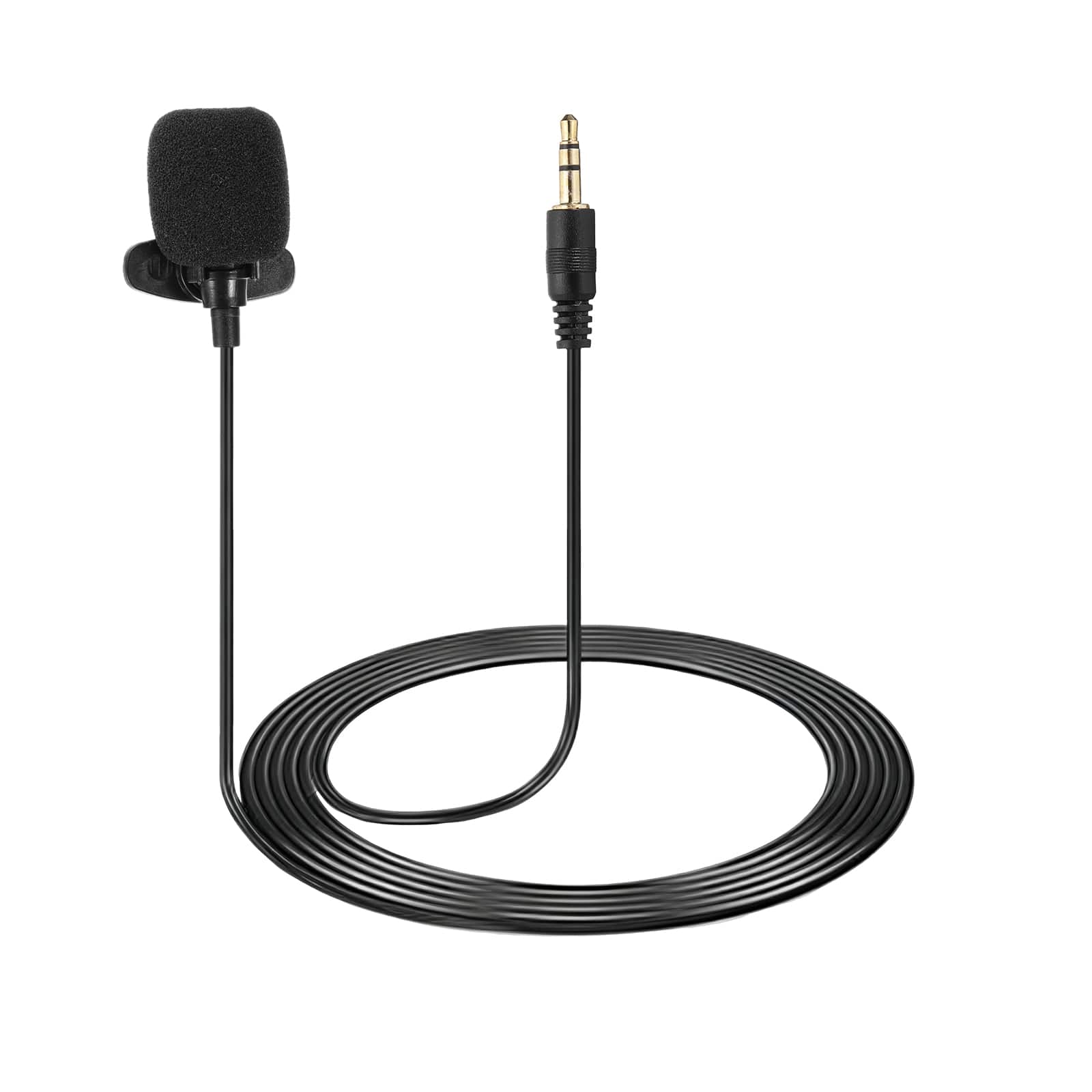 Unique Bargains - Lavalier Lapel Microphone 3.5mm Straight Stereo 3-Pole Condenser Mic 1.5m Wired Unidirectional - Black