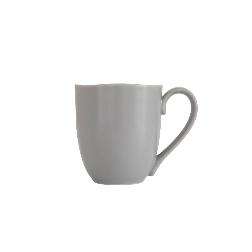 Front. Fortessa - Vitraluxe Dinnerware Heirloom Tapered Mug, 11.5 ounce, Set of 4, Smoke - Smoke.