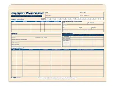 Employee's Record Master
Address Information
- Address
- City
- State
- Zip Code
Emergency Contact Information
- Name
- Relationship
- Phone Number
- Address
- City
- State
- Zip Code
Education
- Degree
- Institution
- Graduation Date
Company Benefits
- Benefit
- Effective Date
- Expiration Date
Employment Record
- Date
- Position
- Department
- Salary
Note: This form is intended to be used for the medical condition of a patient of an employee. It is confidential and should be treated as such.