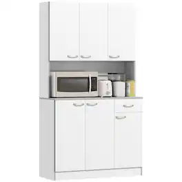 Homcom - Modern Freestanding Kitchen Buffet with Hutch Pantry Hutch w/ Storage - White