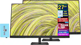 HP - 27'' FHD IPS Monitor with 5ms Response Time, Anti-Glare, Flicker Free, VESA Mount, VGA, HDMI & DKZ Hub, 2 Pack - Black