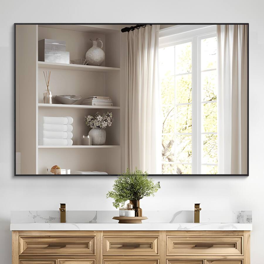 Cedar Assembly Bathroom Mirror For Wall Rectangle Mirrors With Metal ...
