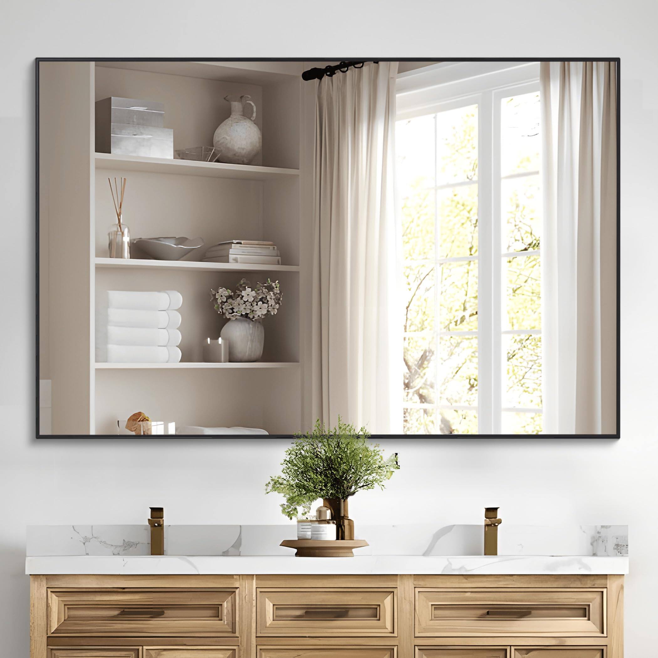 Cedar Assembly Bathroom Mirror For Wall Rectangle Mirrors With Metal ...
