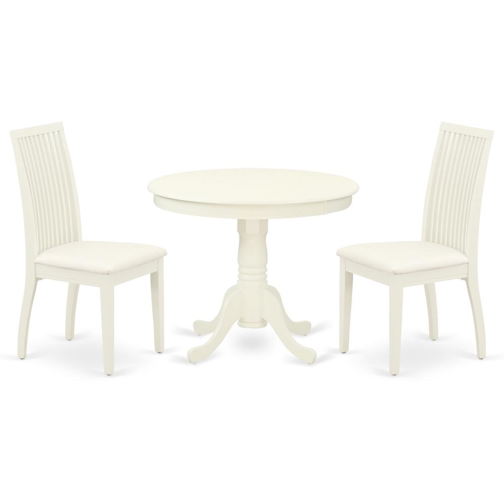 Back. East West Furniture - Dining Room Set Linen White - Brown.