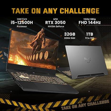 TAKE ON ANY CHALLENGE

Intel Core i5-12500H Processor  
GPU RTX 3050 NVIDIA GeForce  
1920x1080p FHD 144Hz  
32GB DDR4 RAM  
1TB PCIe SSD  

TAKE ON ANY CHALLENGE
