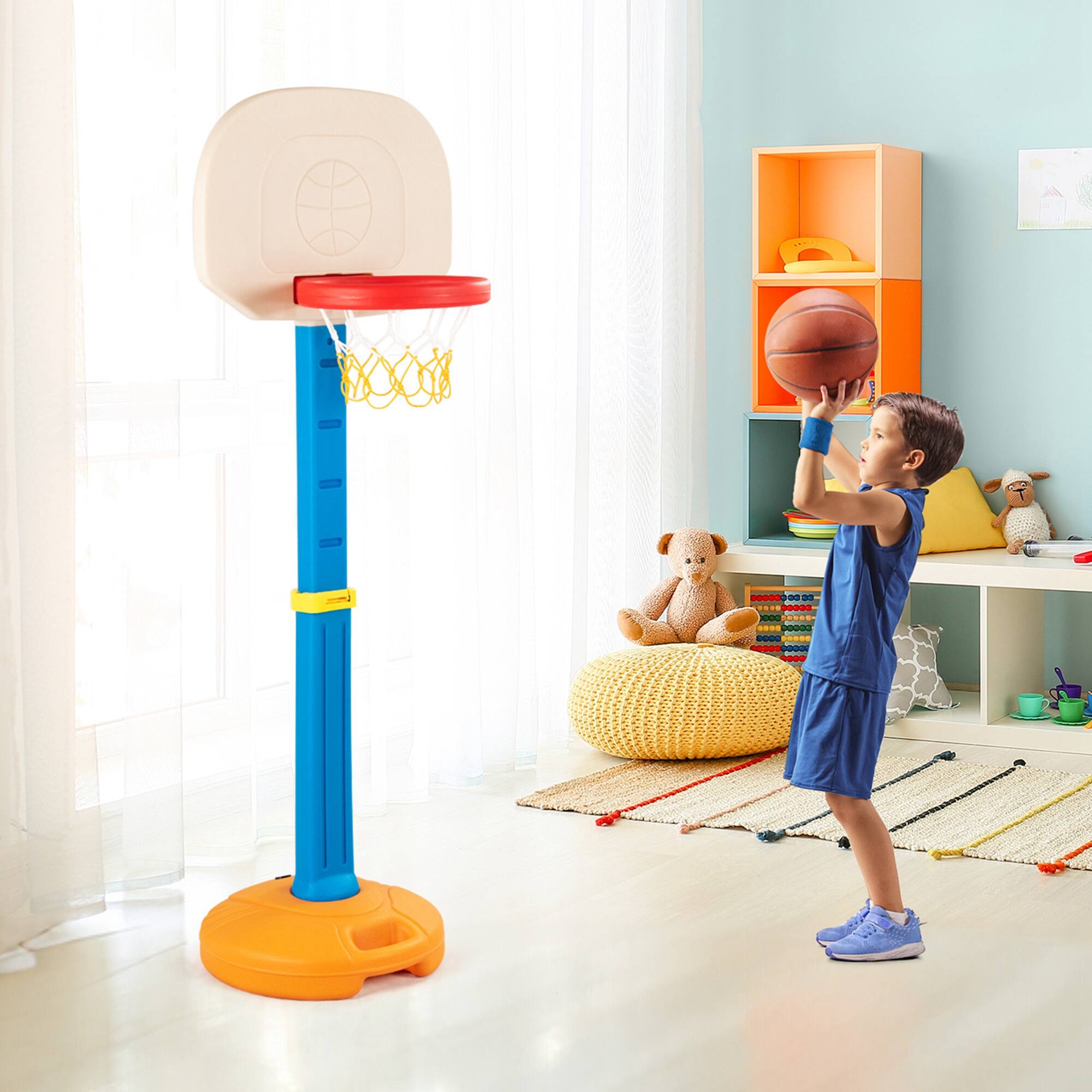 Alt View 1. Costway - Costway Kids Children Basketball Hoop Stand Adjustable Height 47"-63"Indoor Outdoor Sports Toy - Multicolour.