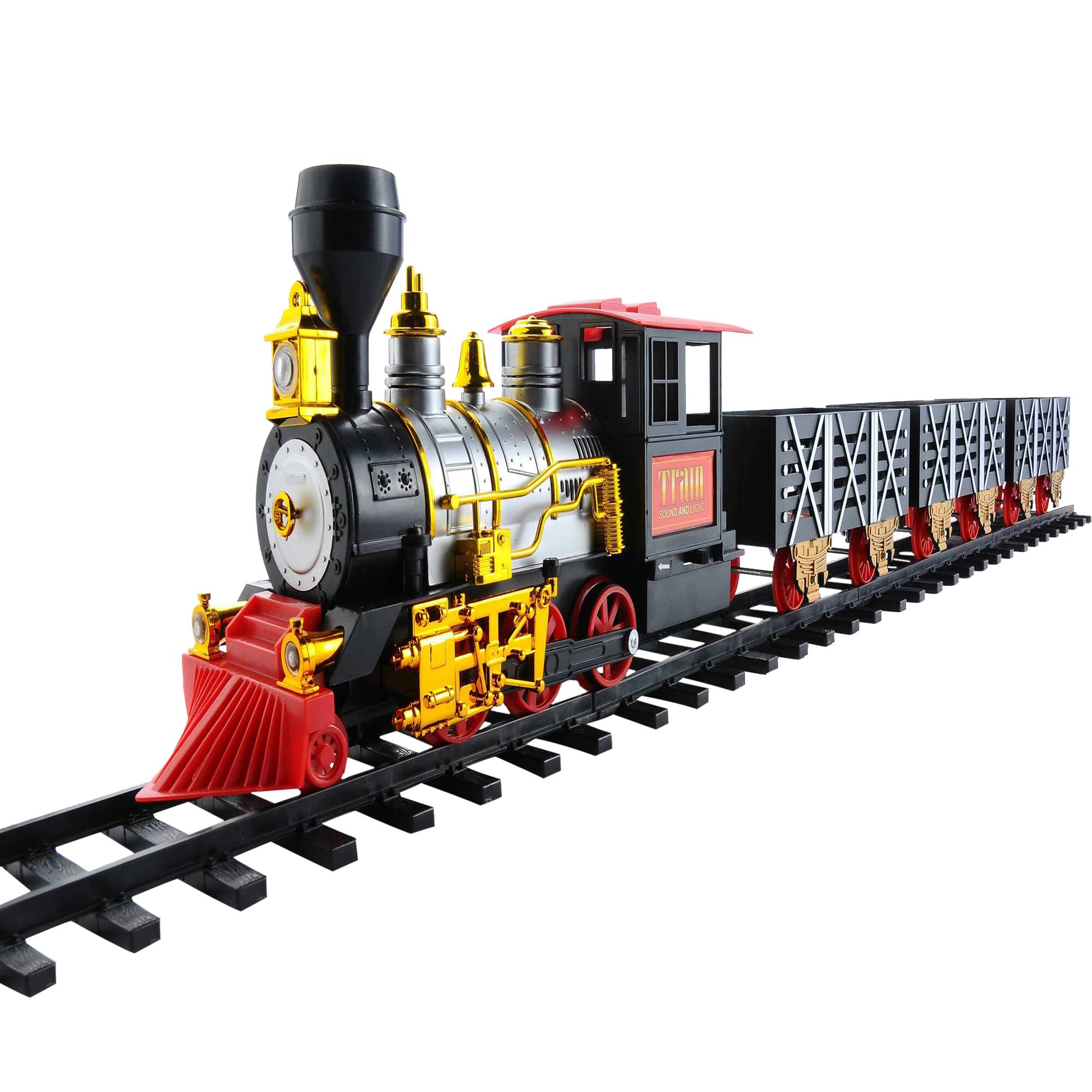 Northlight - Animated Smoky Christmas Train Set with Sound and Light - and Red - 20 -Piece - Black