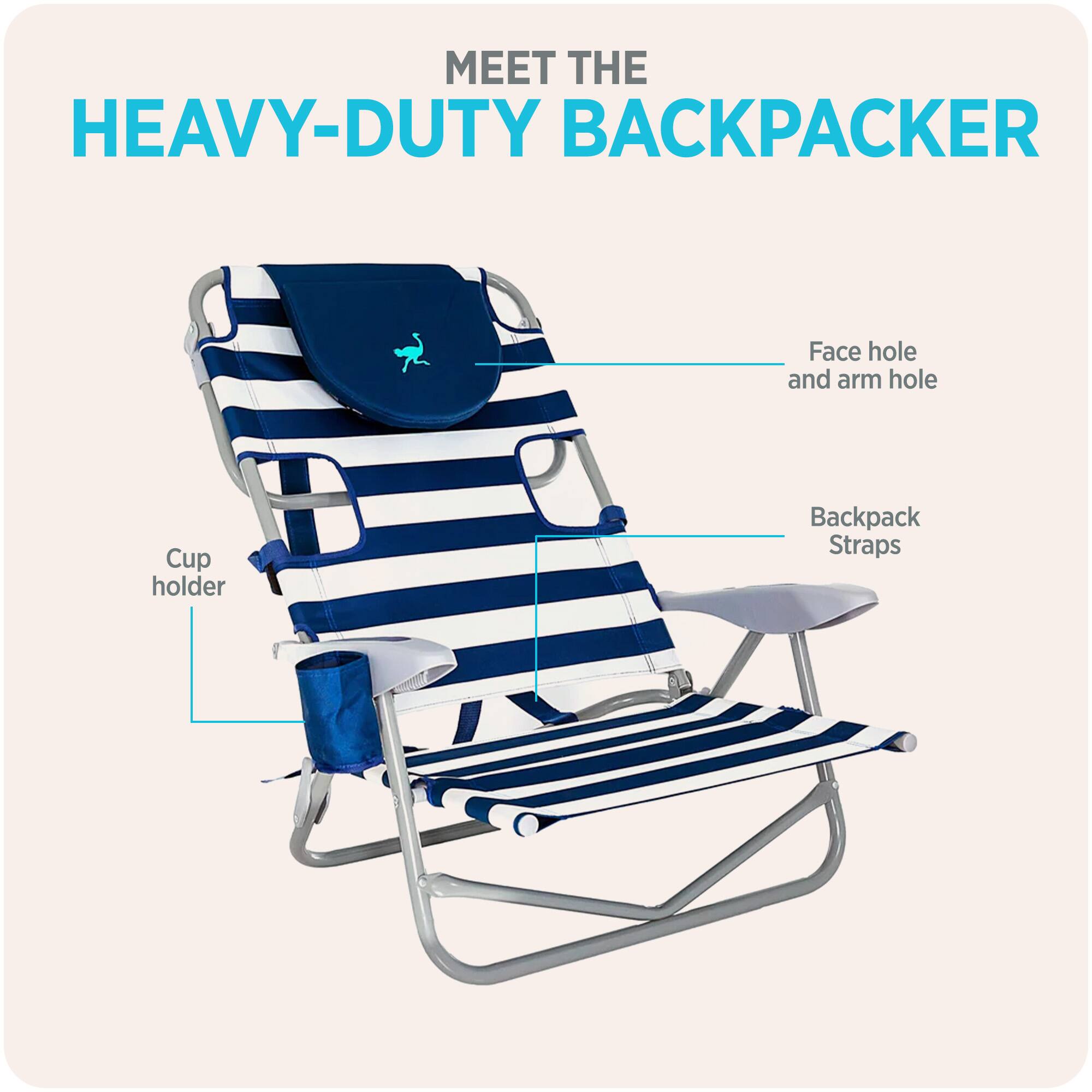 MEET THE HEAVY-DUTY BACKPACKER

- Face hole and arm hole
- Cup holder
- Backpack Straps