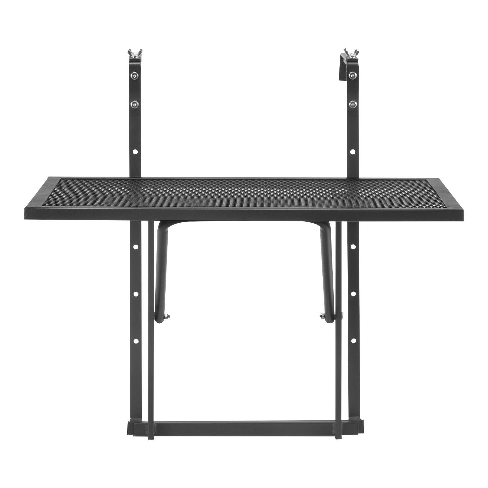 Alt View 9. Glintex - Balcony Hanging Table, Adjustable Railing Table for Patio Deck, Folding Outdoor Dining Camping Desk - Black.