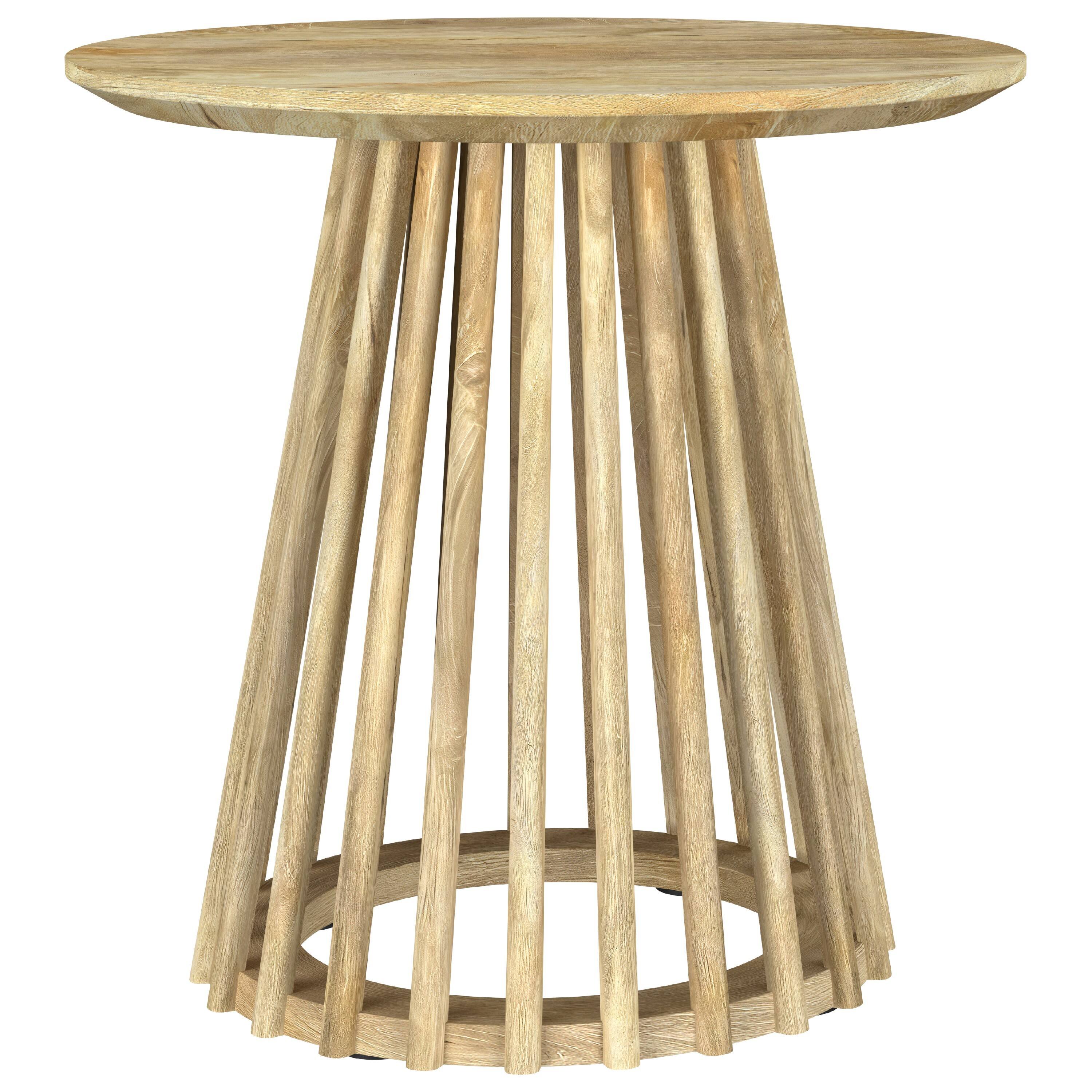 Alt View 1. Manhattan Lane - Trey Round End Side Table, Spindle Pedestal, Natural Mango Wood 22 Inch - Natural Mango Brown.