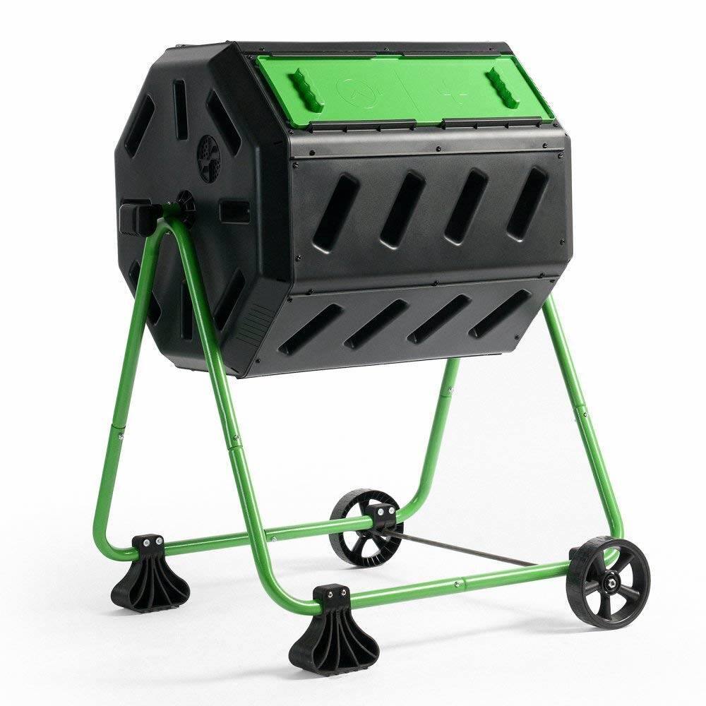 Alt View 1. FCMP Outdoor - FCMP Outdoor HOTFROG 37 Gallon Dual Chamber Tumbling Composter Bin, Green.