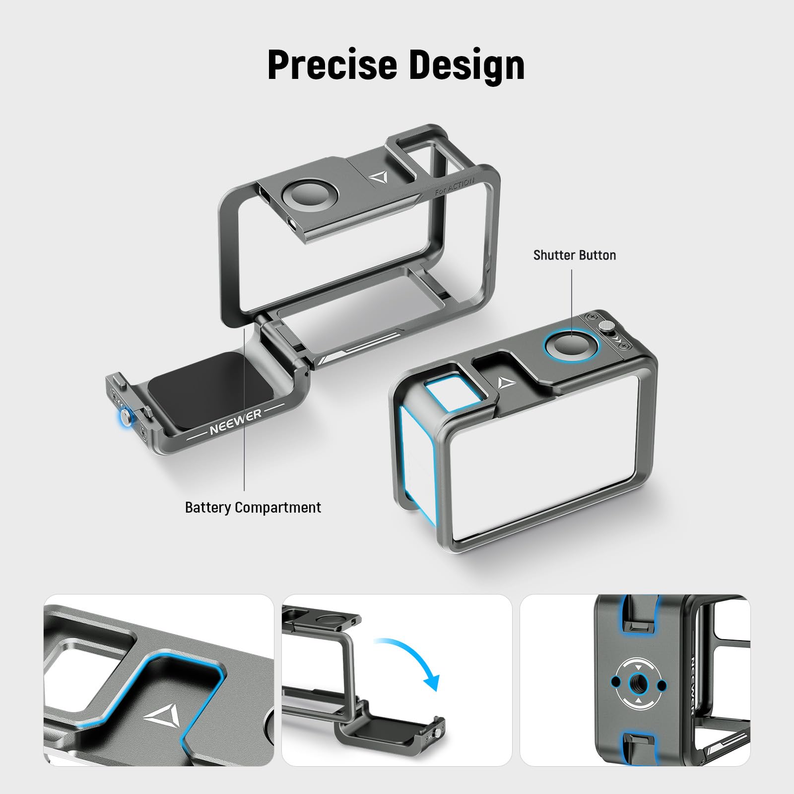 Precise Design

- Shutter Button
- Battery Compartment