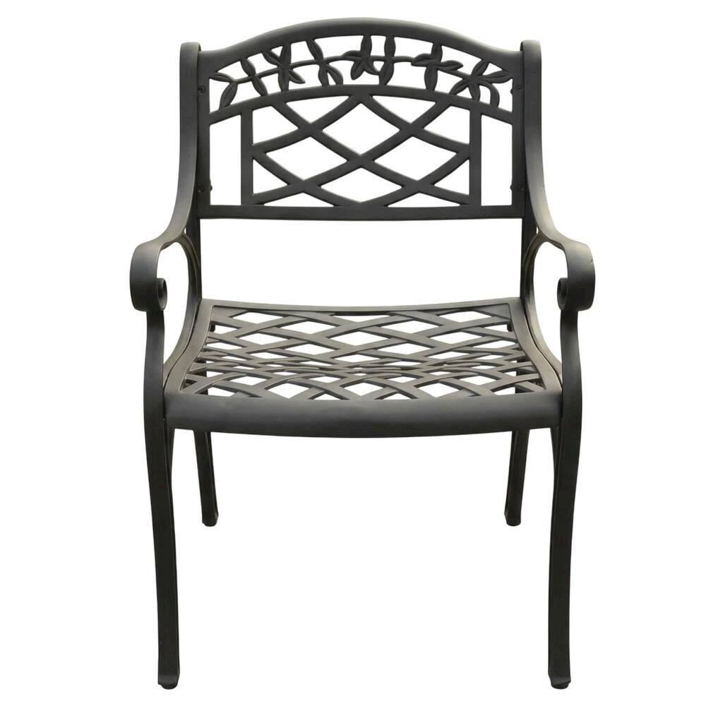 Back. Outdoor Escape - Outdoor dining chairs set with comfortable armrests and durable build - Black.