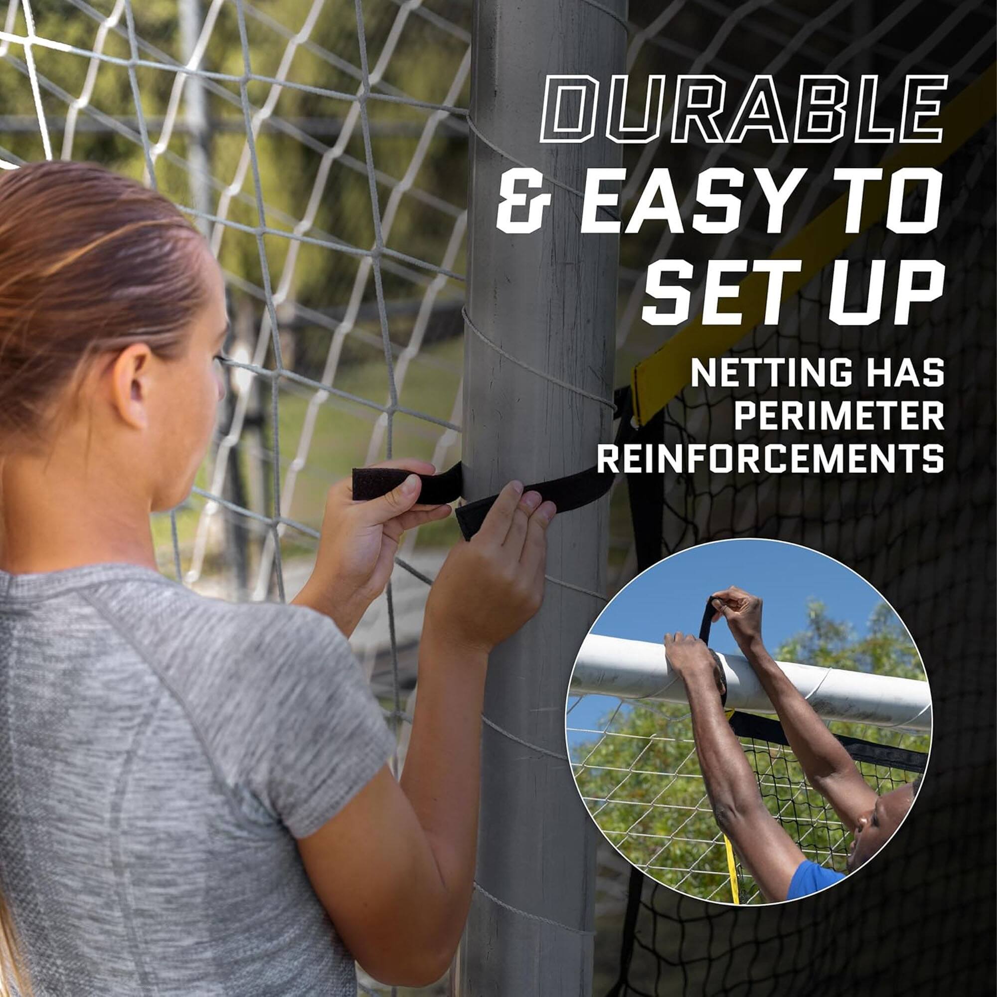 DURABLE & EASY TO SET UP NETTING HAS PERIMETER REINFORCEMENTS