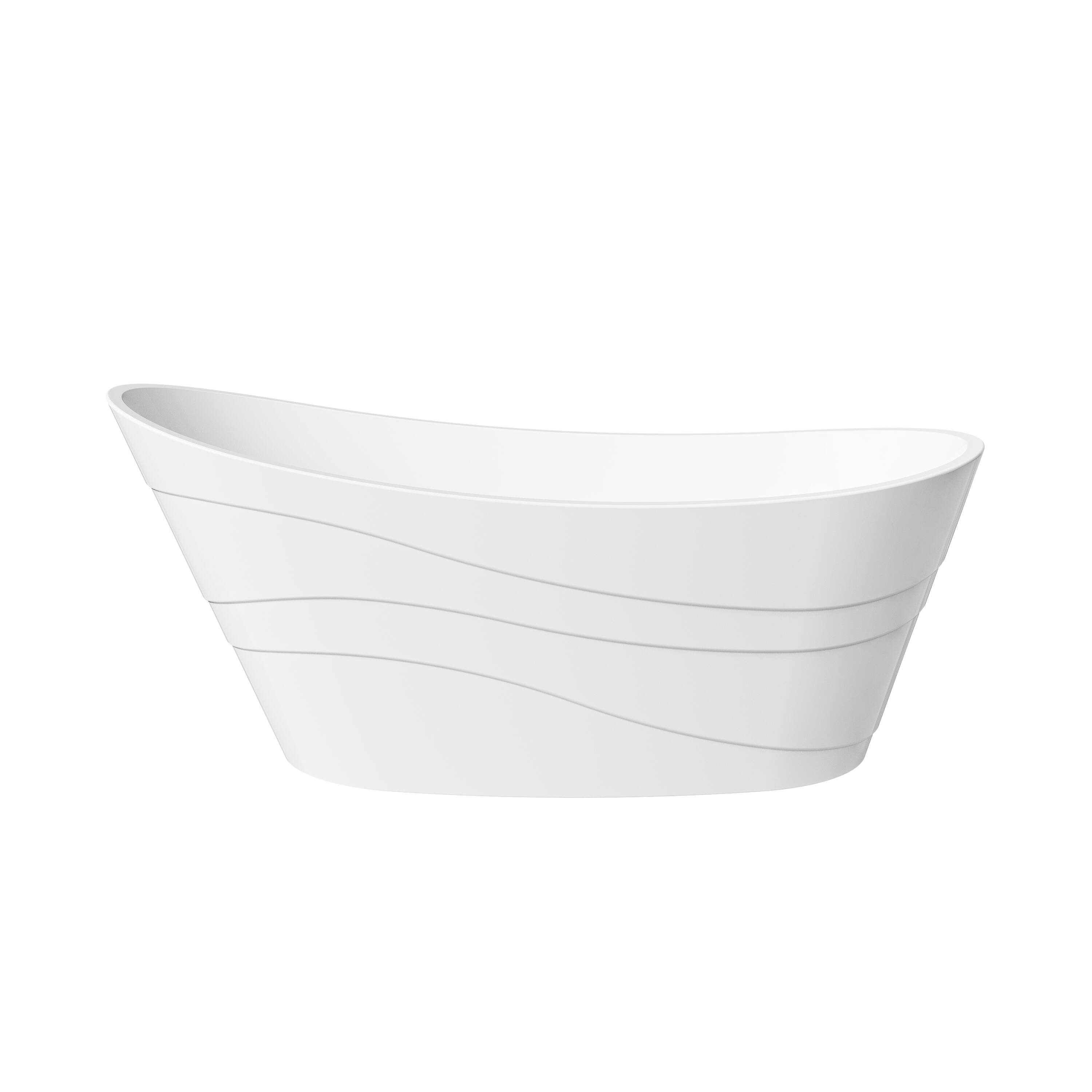 Alt View 10. WELLFOR - Trace 67 in. x 29 in. Pure Virgin Acrylic Freestanding Soaking Bathtub with Drain and Overflow - White.