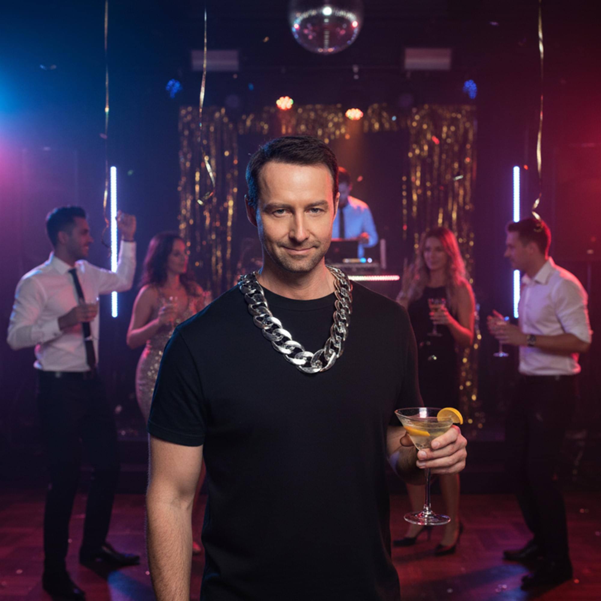 Alt View 2. Underwraps - Oversized Chunky Silver Chain Adult Costume Accessory - Silver.