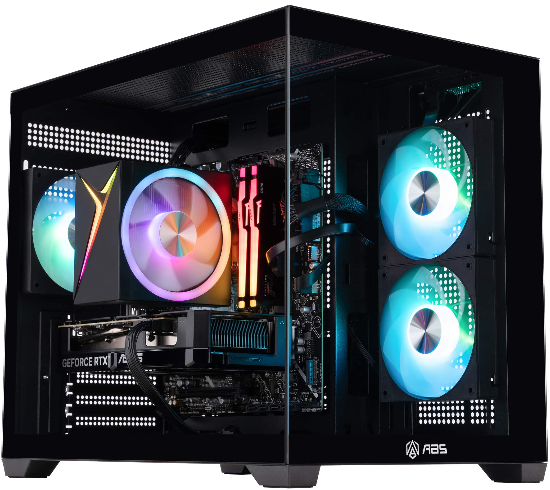 ADVANCED BATTLESTATIONS - ABS Flux II Aqua Gaming PC - Windows 11 - Intel Core i7-14700F - GeForce RTX 5060 Ti 16GB - DLSS 4 - 32GB DDR5 - 1TB SSD - Black