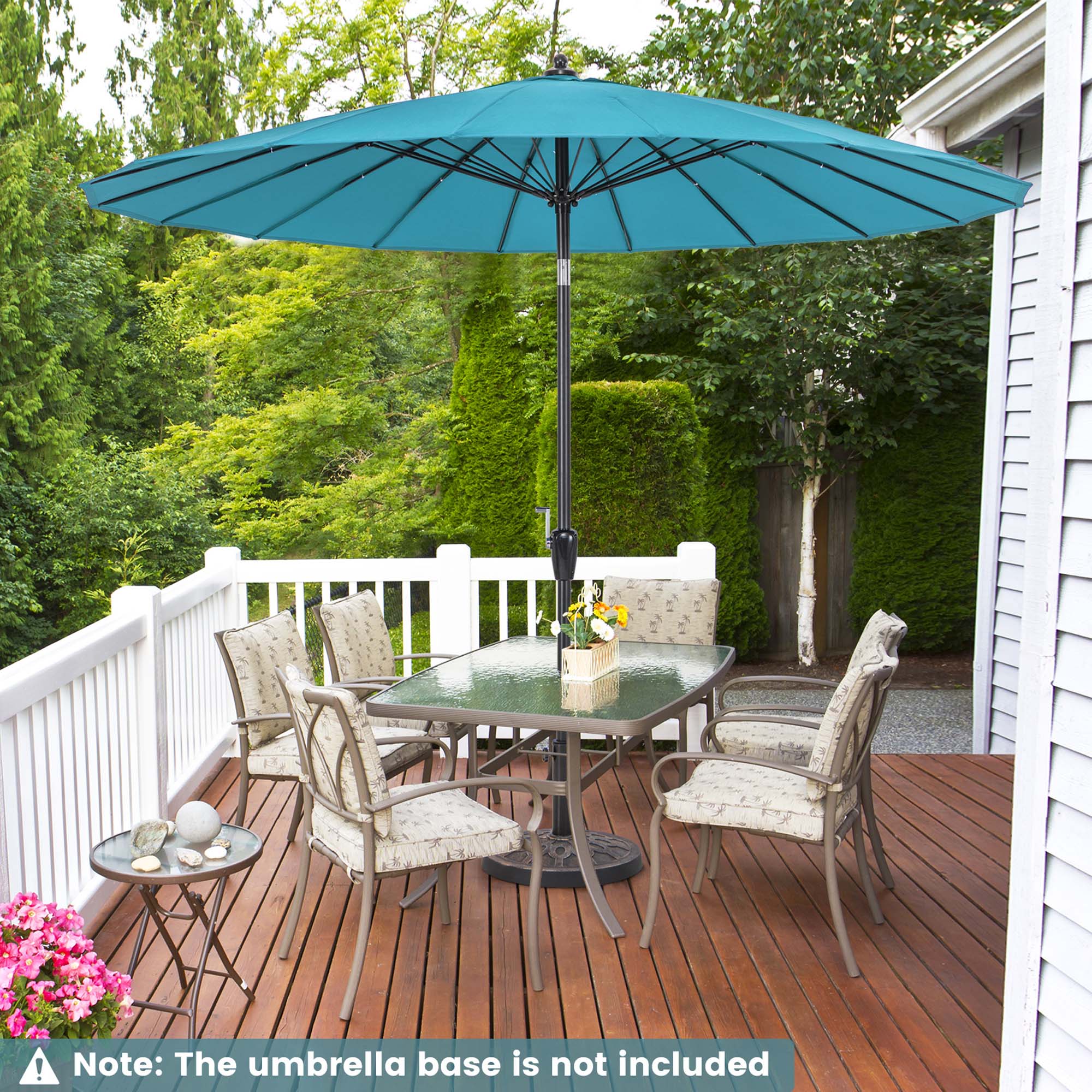 The umbrella base is not included.
