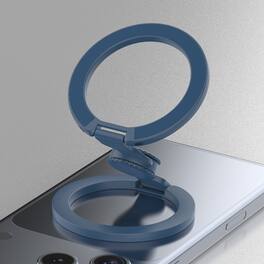 Dteck - Double Sided Magnetic Phone Grip Ring Holder for Apple iPhone, Foldable Zinc Alloy Stand with Fun Gyro Spinner Function - Darkblue