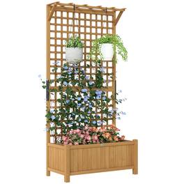 Outsunny - Wood Planter with Trellis for Vine Climbing, Raised Garden Bed, Privacy Screen for Backyard - Yellow