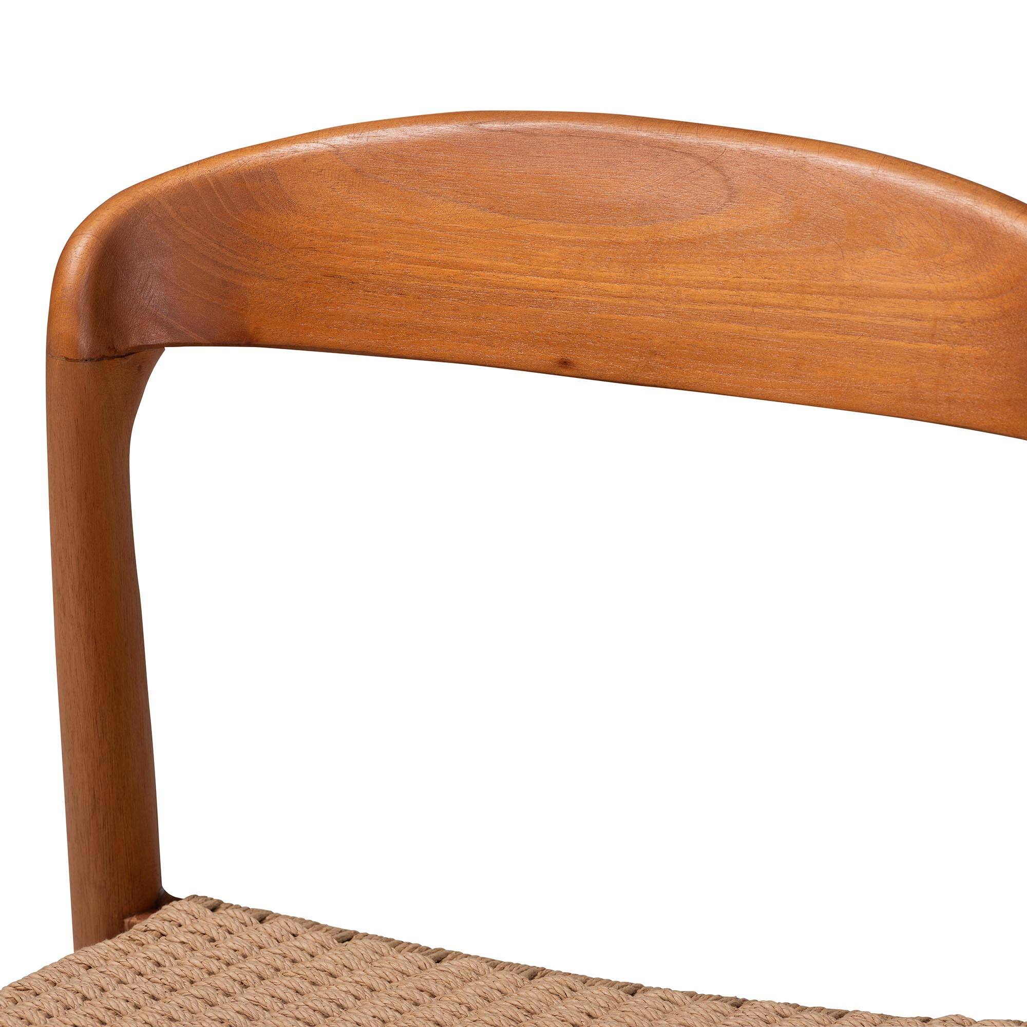 Alt View 1. bali & pari - Lorena Paper Loom Woven Dining Chair - Mahogany Wood Frame Accent Chair with Curved Back for Kitchen or Dining Room - Honey/Brown.