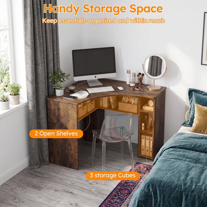 Handy Storage Space  
Keep essentials organized and within reach  
2 Open Shelves  
3 Storage Cubes