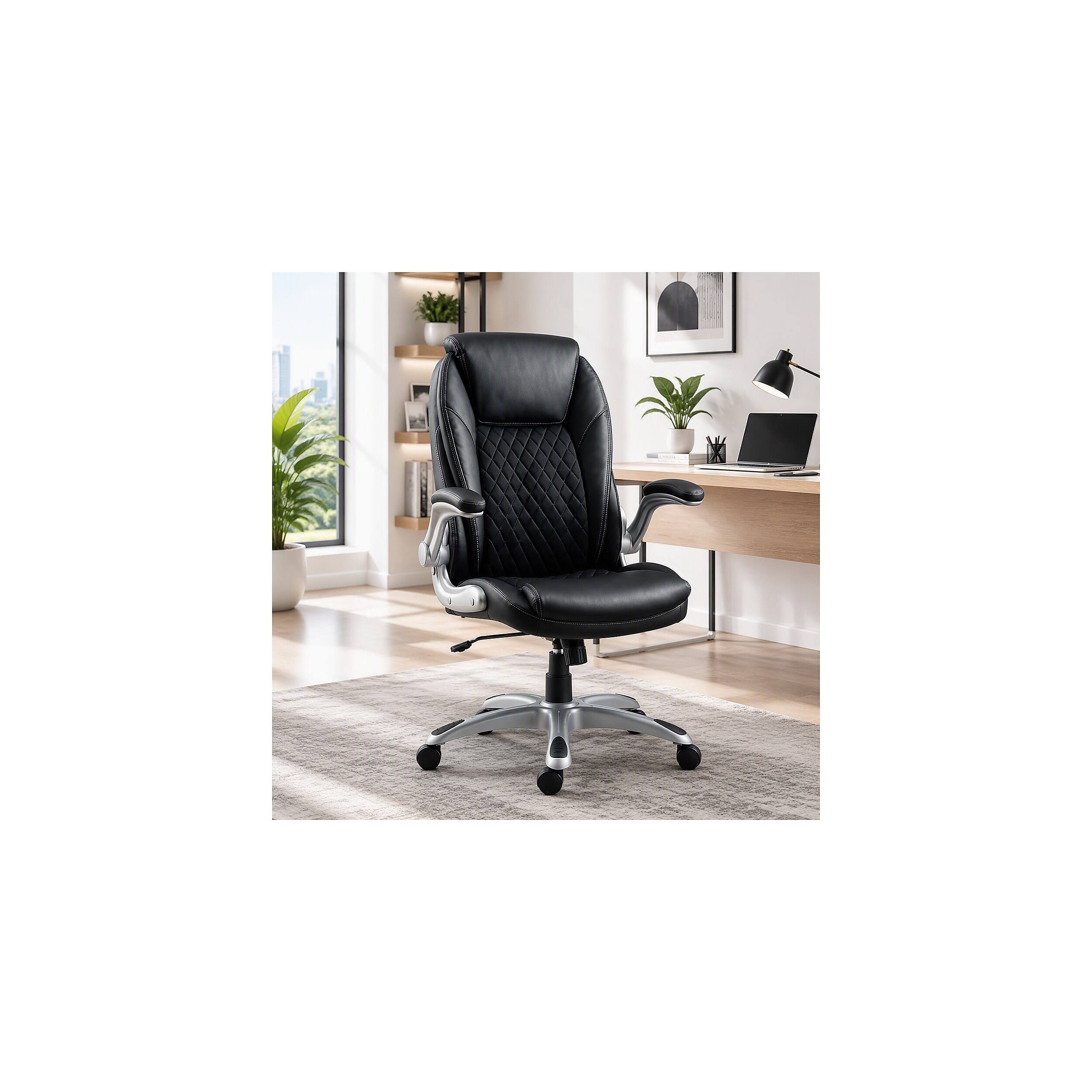 Alt View 10. Staples - Staples Sorina Ergonomic Bonded Leather Swivel Executive Chair, Black (58262) - Black.