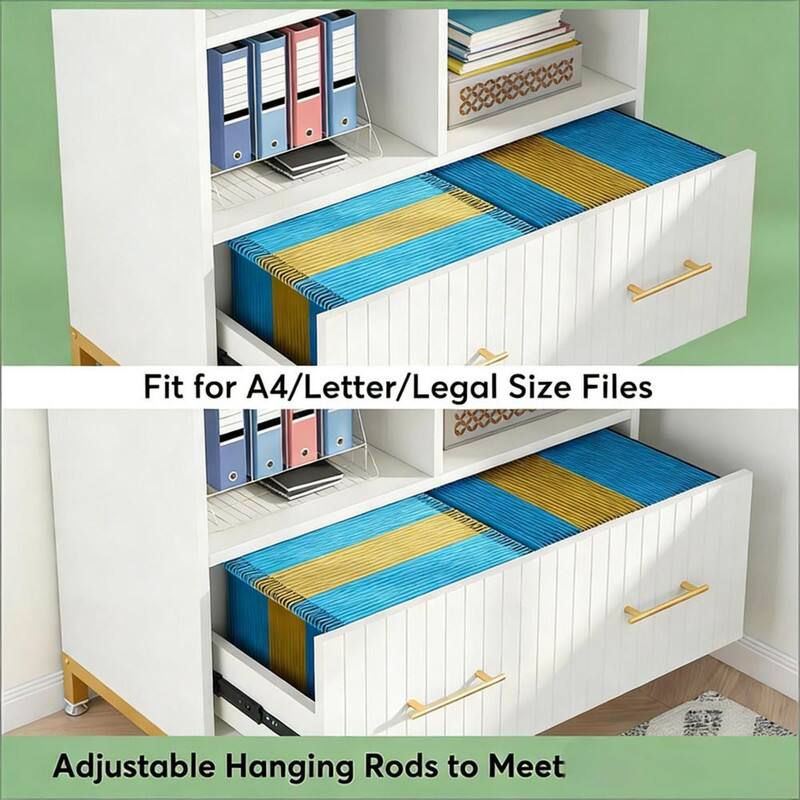 Fit for A4/Letter/Legal Size Files  
Adjustable Hanging Rods to Meet